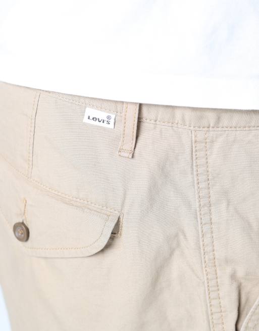 Vintage Levi's 34x22 canvas cargo shorts in tan, 4 of 4