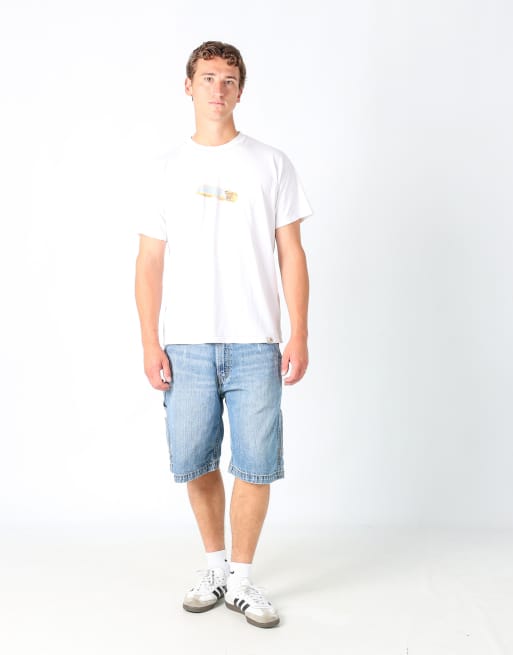 Vintage Levi's 34x23 denim carpenter baggy jorts shorts in light blue, 2 of 4