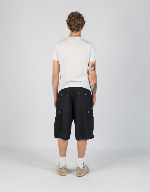 Vintage Levi's 34x30 canvas cargo shorts in black, 3 of 4