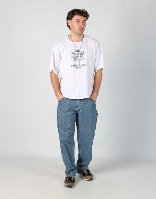 Vintage Levi's 34x32 denim carpenter jeans in light blue