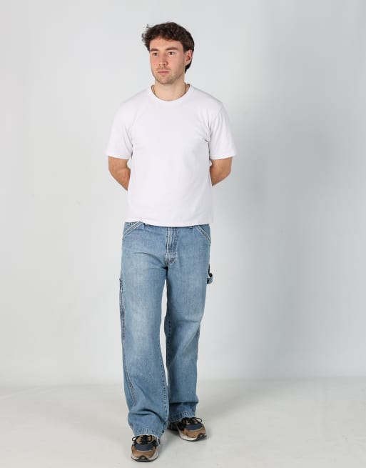 Vintage Levi's 35x32 denim carpenter jeans in light blue