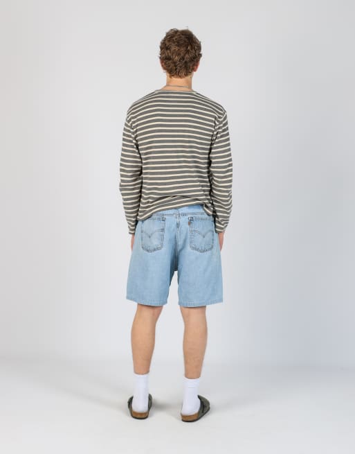 Vintage Levi's 36x18 denim jorts shorts in light blue, 3 of 4