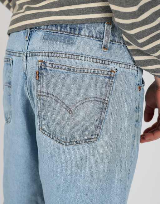 Vintage Levi's 36x18 denim jorts shorts in light blue, 4 of 4