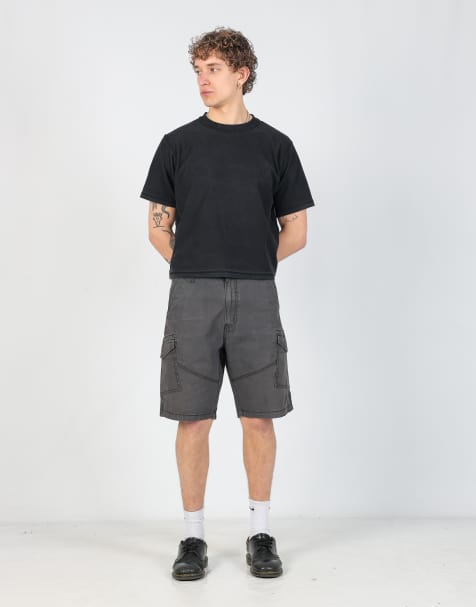 Vintage Levi's 36x21 canvas cargo shorts in charcoal grey - view 1
