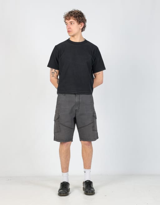 Vintage Levi's 36x21 canvas cargo shorts in charcoal grey