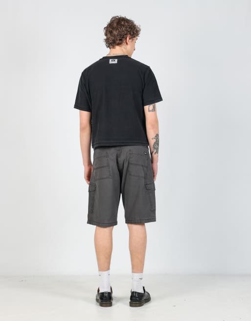 Vintage Levi's 36x21 canvas cargo shorts in charcoal grey, 3 of 4