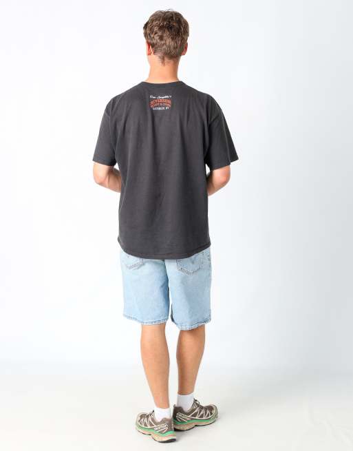 Vintage Levi's 36x21 denim jorts shorts in light blue, 3 of 4