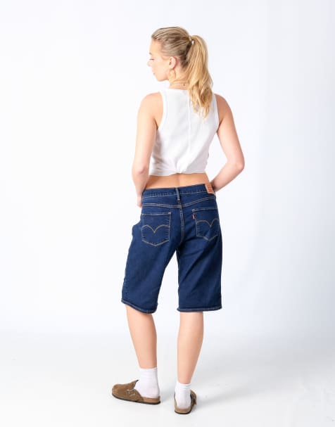 Vintage Levi's 36x21 Denim Shorts Navy Blue - view 1