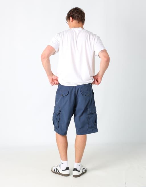 Vintage Levi's 36x22 canvas cargo shorts in navy blue, 3 of 4