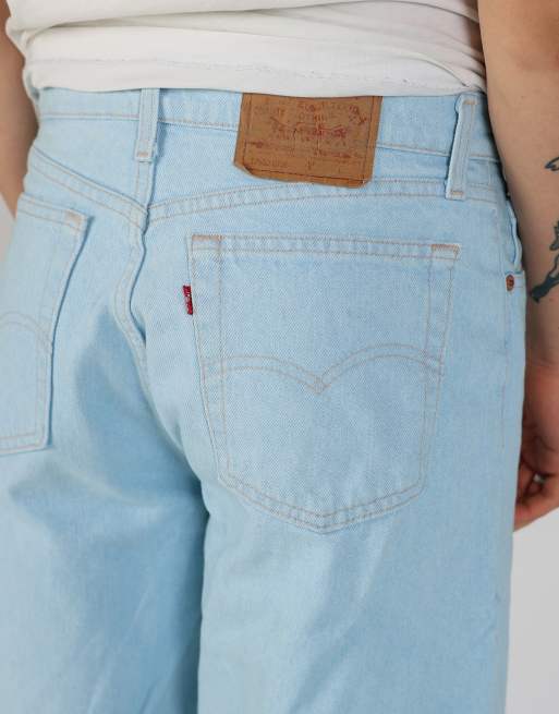 Vintage Levi's 36x27 denim jorts shorts in light blue, 4 of 4