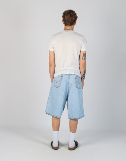 Vintage Levi's 36x30 denim jorts shorts in light blue, 3 of 4