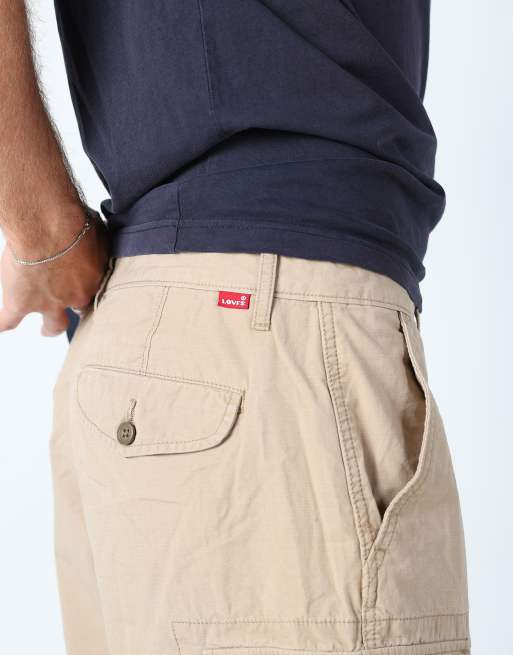 Vintage Levi's 36x76 canvas cargo shorts in tan, 4 of 4