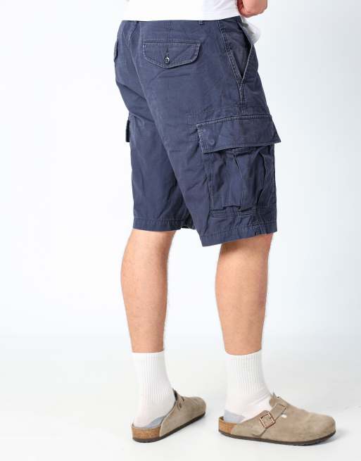 Vintage Levi's 38x23 canvas cargo shorts in navy blue, 2 of 4