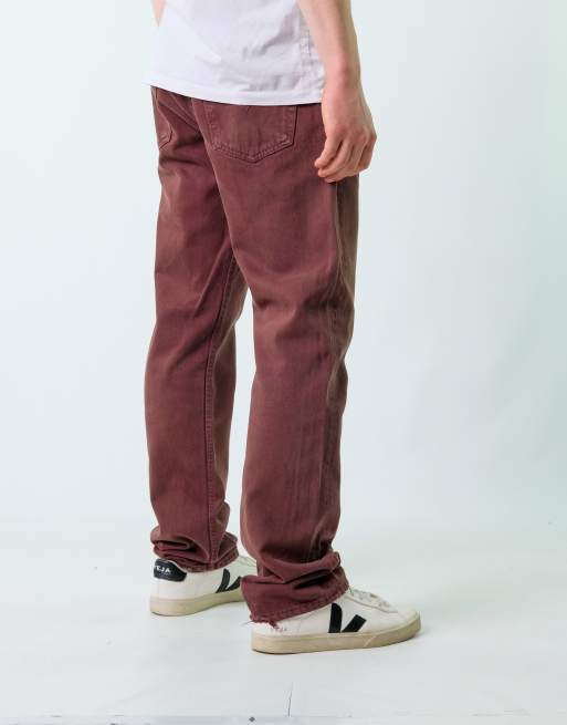 Vintage Levi's 501 34x32 Denim Jeans Burgundy Red