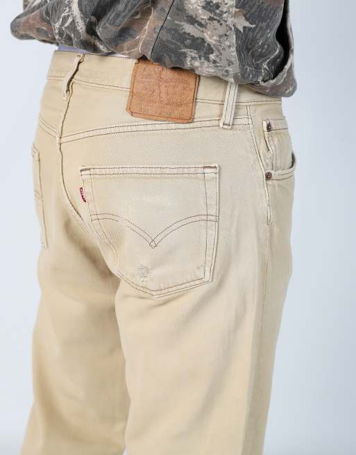Vintage Levi's 501 34x32 denim jeans in tan, 4 of 4