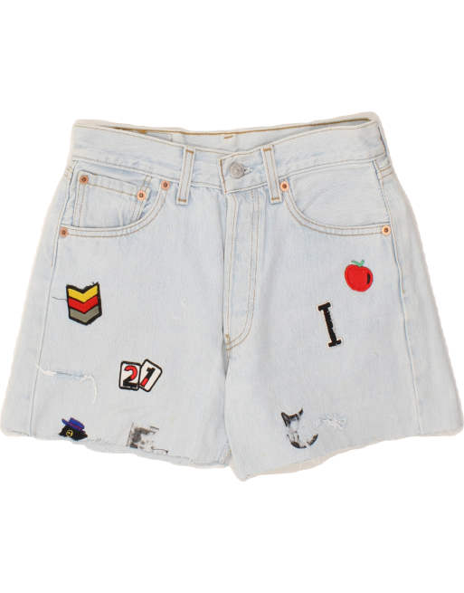 Vintage Levi's 501 Size M Graphic Denim Shorts in Blue