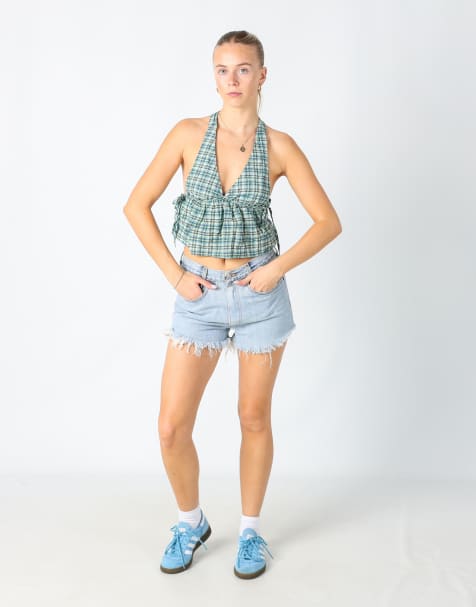 Vintage Levi's 505 28x13 denim shorts in light blue - view 1