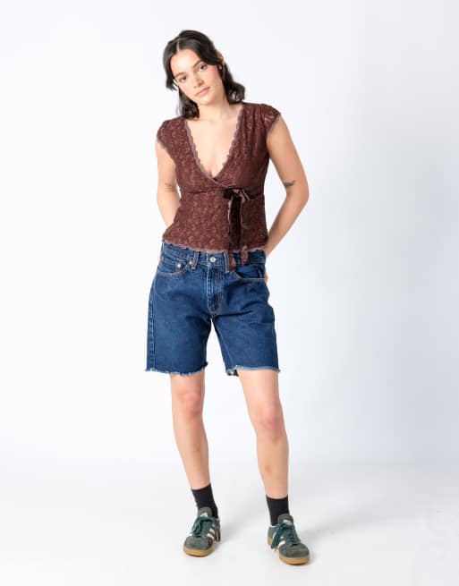 Vintage Levi's 505 32x17 Denim Shorts Navy Blue
