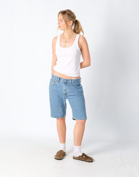 Vintage Levi's 505 32x20 Denim Jorts Shorts Light Blue - view 1