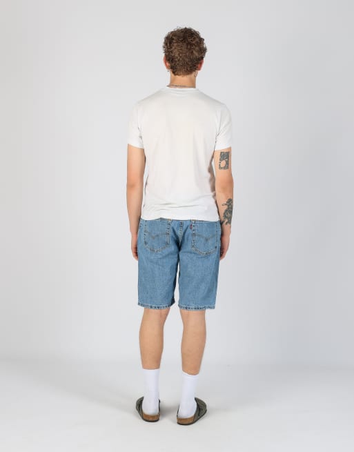 Vintage Levi's 505 34x19 denim jorts shorts in light blue, 3 of 4