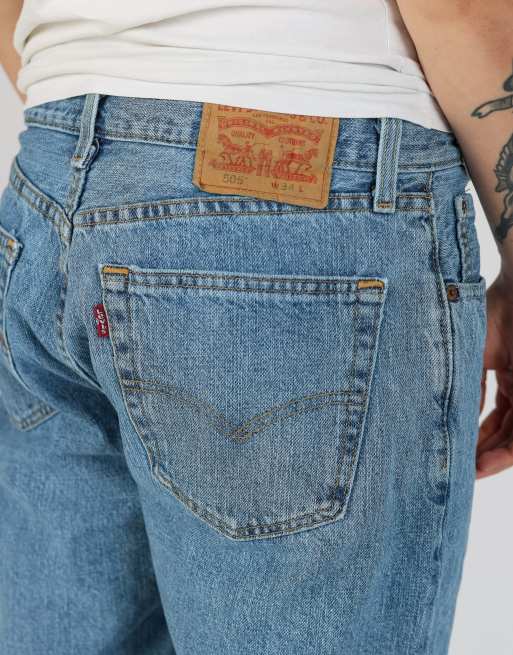 Vintage Levi's 505 34x19 denim jorts shorts in light blue, 4 of 4