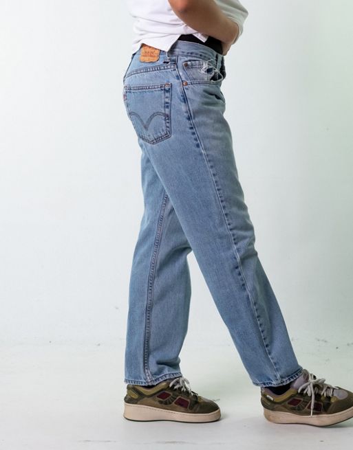 Vintage Levi's 505 (34x32) jeans strappi in Blue Denim