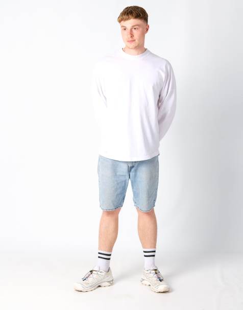 Vintage Levi's 505 36x21 Denim Jorts Shorts Light Blue - view 1