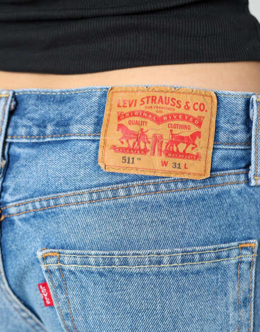 Vintage Levi's 511 31x19 denim shorts in light blue, 4 of 4