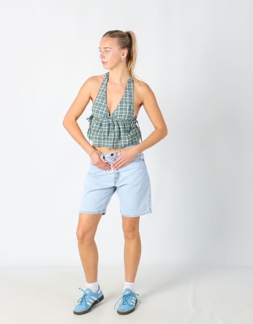 Vintage Levi's 550 30x19 denim jorts shorts in light blue
