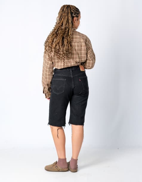 Vintage Levi's 550 34x24 Denim Jorts Shorts Black - view 1