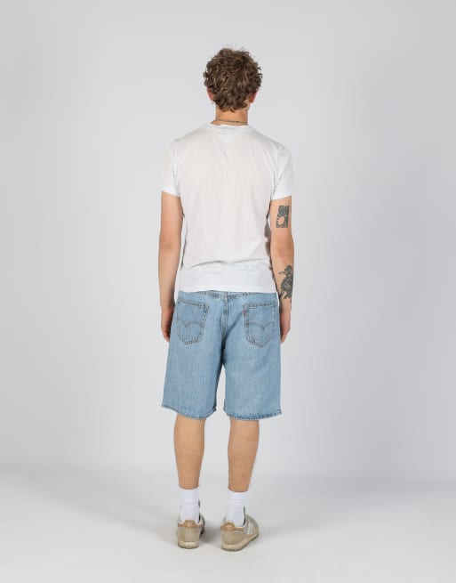 Vintage Levi's 550 34x37 denim jorts shorts in light blue, 3 of 4