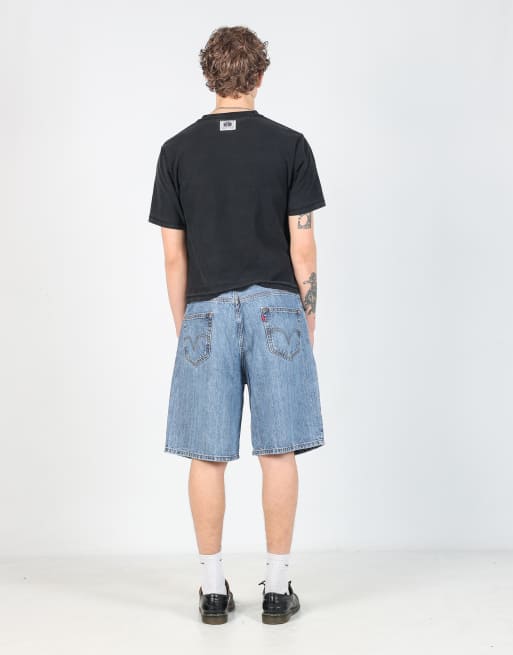 Vintage Levi's 550 36x21 denim jorts shorts in light blue, 3 of 4