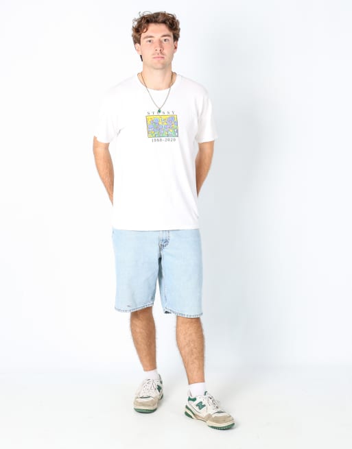Vintage Levi's 550 36x22 denim shorts in light blue, 2 of 4