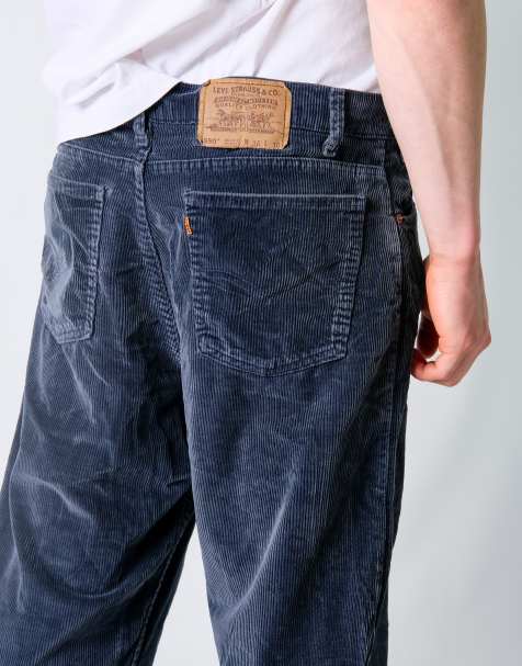Vintage Levi's 550 36x30 Corduroy Baggy Pants Navy Blue - view 1