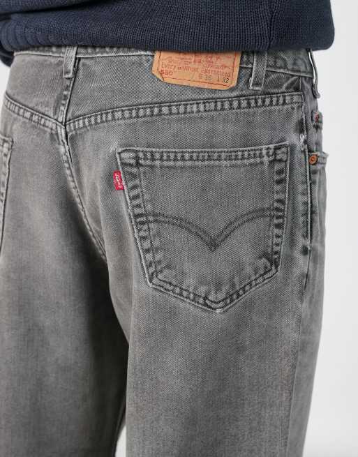 Vintage Levi's 550 36x32 denim jeans in charcoal grey, 4 of 4