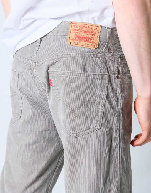 Vintage Levi's 559 34x32 Corduroy Baggy Pants Grey