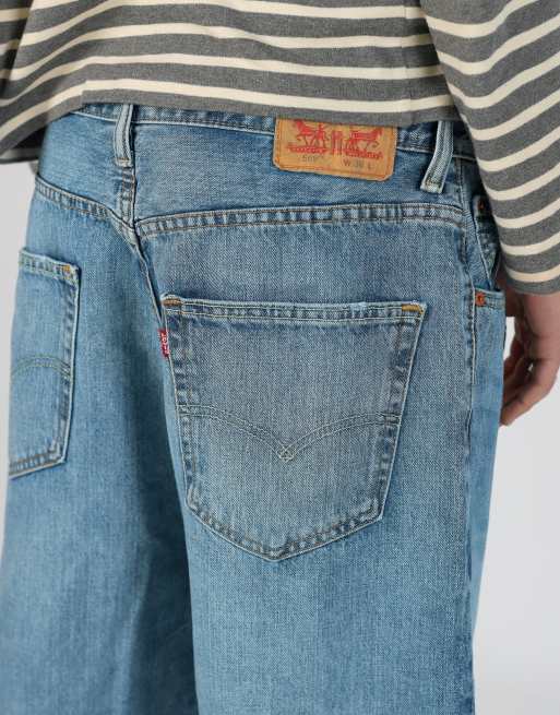 Vintage Levi's 569 36x25 denim jorts shorts in light blue, 4 of 4