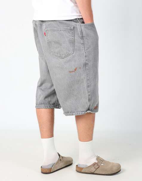 Vintage Levi's 569 40x26 denim jorts shorts in light grey - view 1