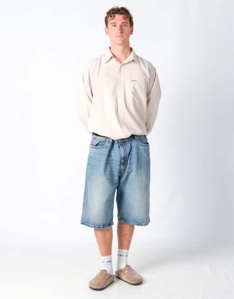 Vintage Levi's 569 40x26 Denim Jorts Shorts Light Blue - view 1