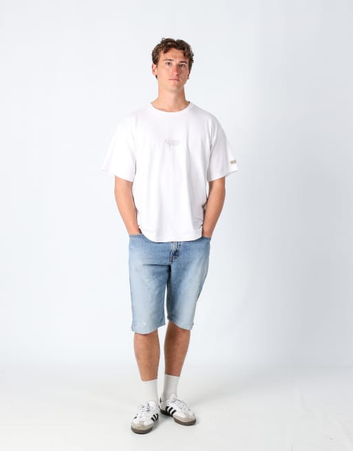 Vintage Levi's 581 36x23 denim jorts shorts light blue