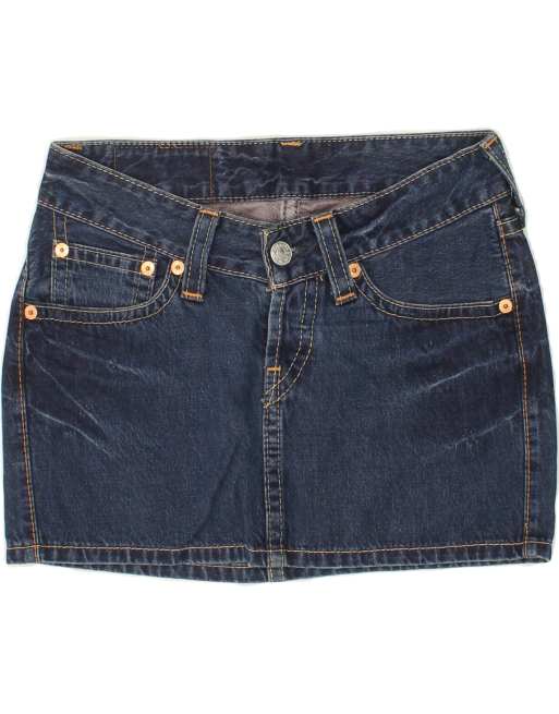 Vintage Levi's 955 Size M Low Waist Mini Denim Skirt in Blue