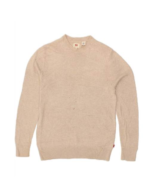 Vintage Levi's Crew Neck Jumper Sweater Medium In Beige