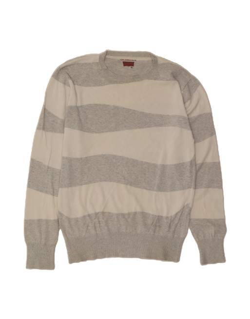 Vintage Levi's Crew Neck Jumper Sweater XL In Grey Striped