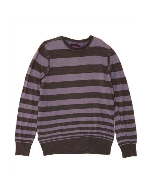 Vintage Levi's Crew Neck Jumper Sweater XL In Purple Striped