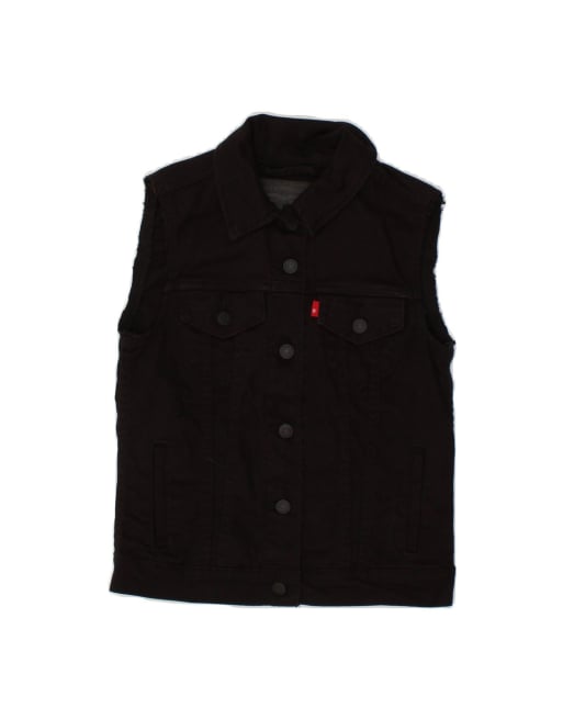 Vintage Levi's Crop Denim Gilet UK 6 XS In Black
