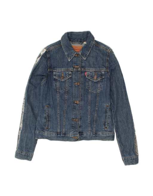 Vintage Levi's Crop Denim Jacket UK 12 Medium In Blue