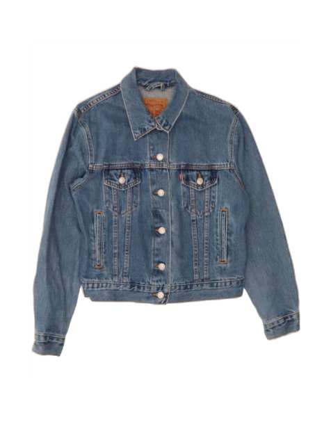 Vintage Levi's Crop Denim Jacket UK 14 Medium In Blue - view 1