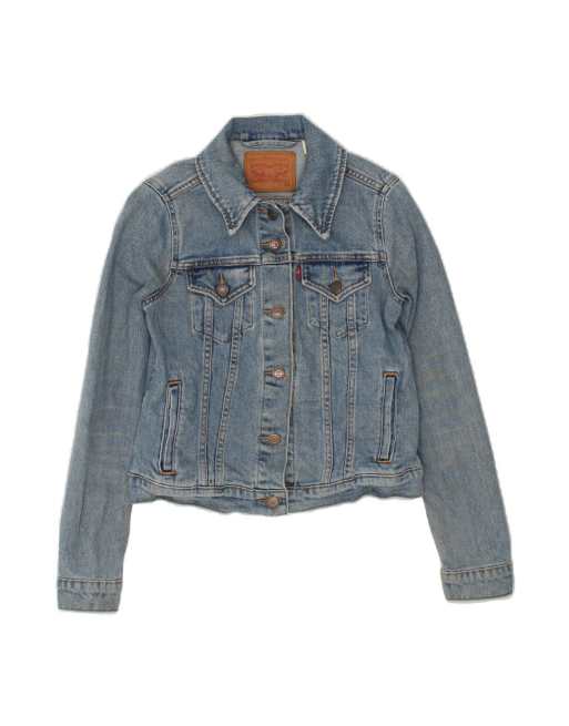 Vintage Levi's Crop Denim Jacket Uk 6 XS In Blue
