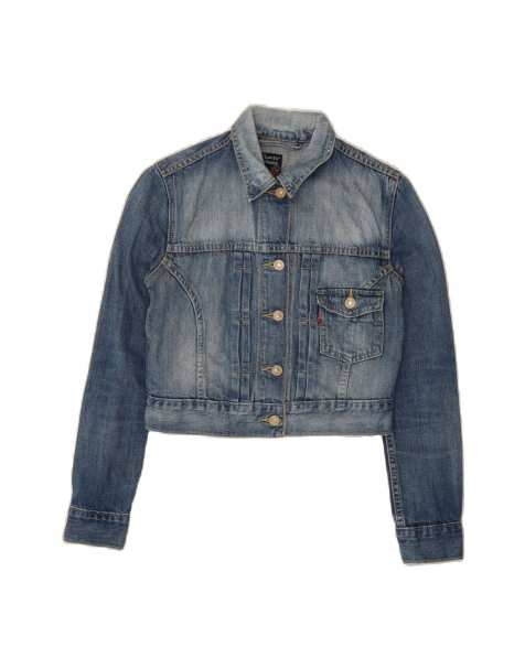 Vintage Levi's Crop Denim Jacket UK 6 XS In Blue - view 1