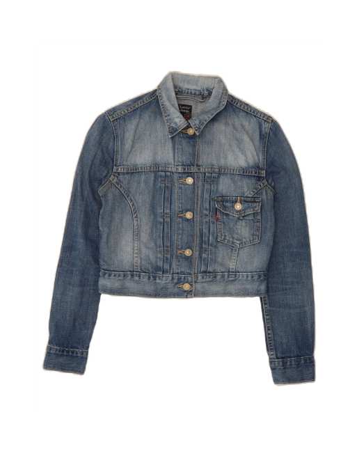 Vintage Levi's Crop Denim Jacket UK 6 XS In Blue